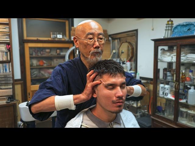 (ASMR) Japanese Veteran Barber Did Traditional Haircut, Head Shampoo & Massage | Yamaguchi Barber