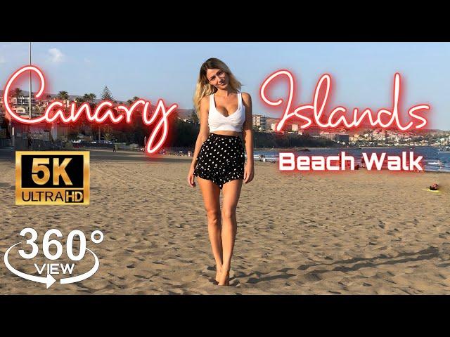 VR 360° 5.7 K Video | Beach Walk | Canary Islands, Spain | Oculus Quest 2 | Insta360 #vrgirl #360