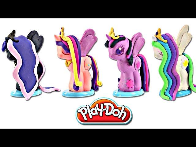 Play doh MY LITTLE PONY Make N' Style Ponies #3 | Princess Celestia, Luna, Twilight Sparkle, Cadance