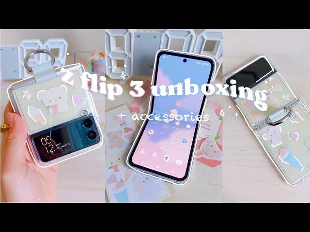 Samsung Galaxy z flip 3 unboxing | aesthetic custom setup  + case decorating 