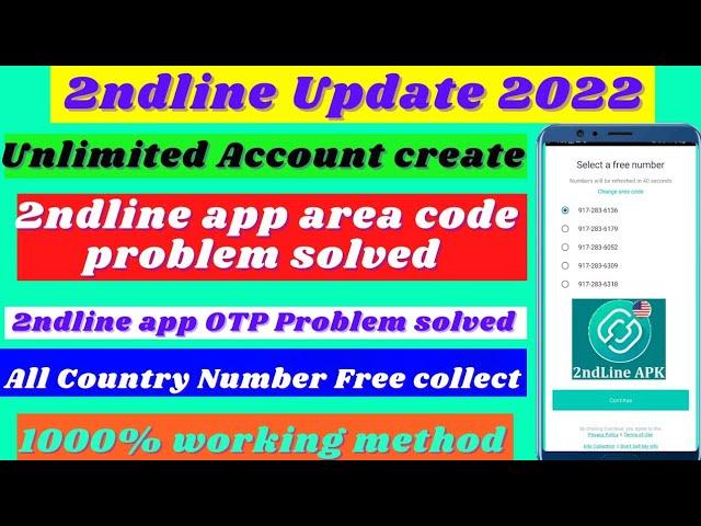 2ndline App Area Code Problem Fixed Bangla || How To Create Unlimited 2ndline Account 2022 ||