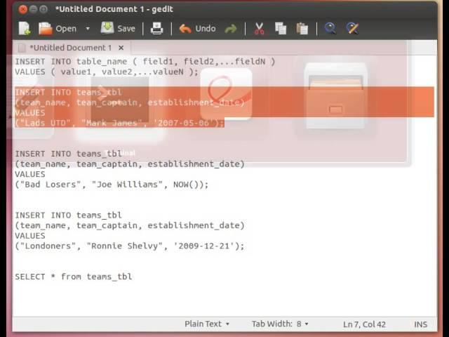 MySQL Tutorial from Terminal 9/27: Inserting Data into Tables