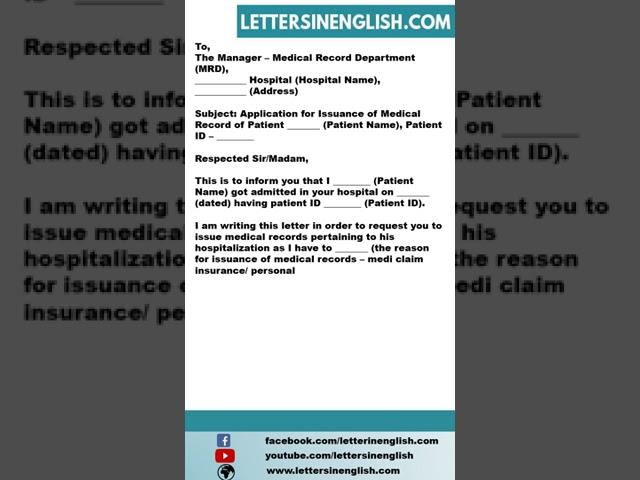 Letter to Hospital Requesting Medical Records