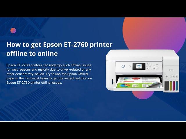 How to fix Epson ET 2760 printer offline problem | Change Epson printer offline to online