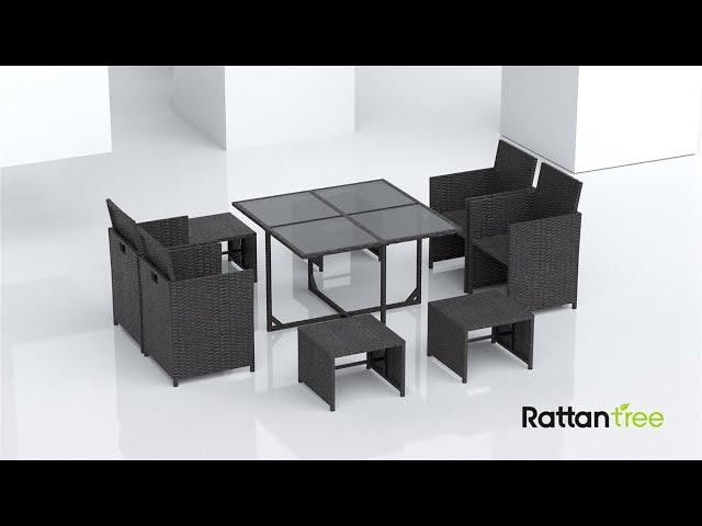 RattanTree|How to Assemble 9 PCS Rattan Garden Furniture Set with 1 Dining Table and 4 Chairs (2021)