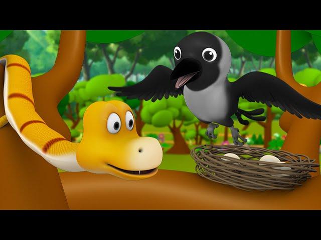 காகம் முட்டை மற்றும் பாம்பு - The Crow’s Eggs and Snake Tamil Story 3D Kids Moral Stories