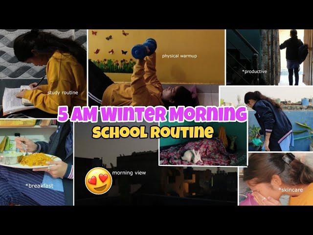 5AM *Productive* WINTER SCHOOL MORNING ROUTINE️#school #morningroutine #winter #schoolroutine