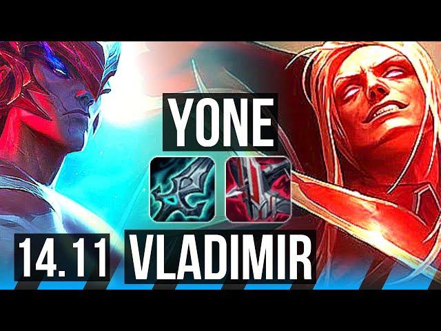 YONE vs VLADIMIR (MID) | 10/0/5, Legendary, 500+ games | NA Master | 14.11