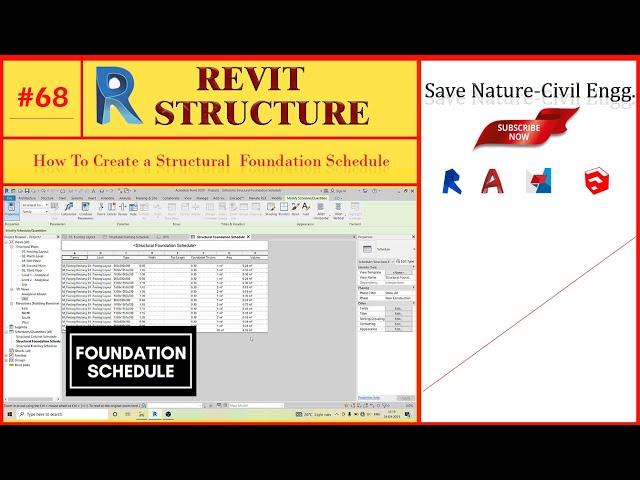 #68.How To Create Structural Foundation Schedule in Revit.| Revit Structure For Free