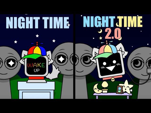 Night Time VS Night Time 2.0 in Incredibox Sprunki