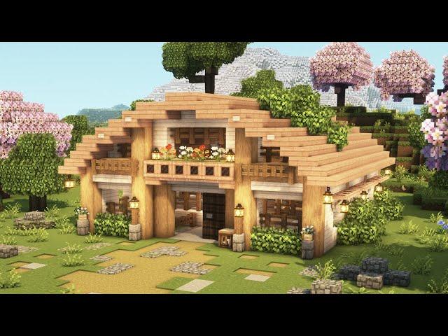 [Minecraft]  Cute Cherry Blossom Barn Tutorial / Mizuno's 16 Craft Resource Pack