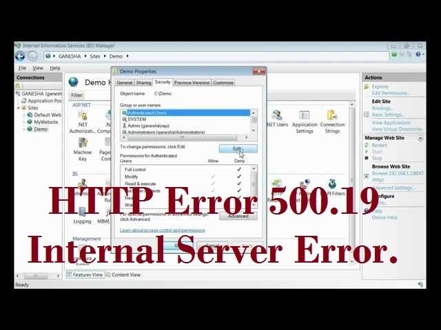 HTTP Error 500.19 - Internal Server Error. The requested page cannot be accessed || Solution 1