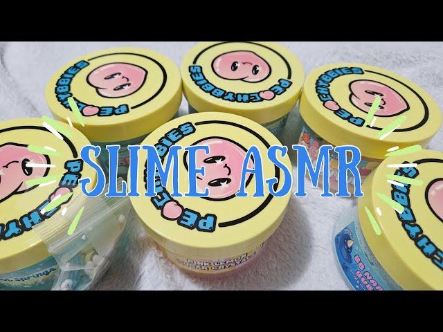 slime asmr | best cloud slime I've tried so far | peachybbies slime haul