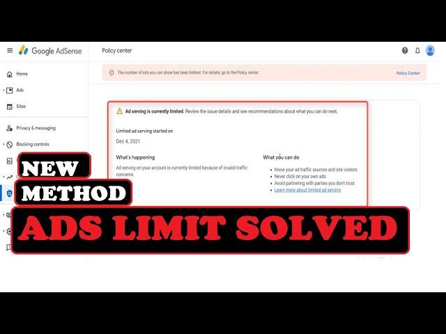 New Method to Solve Adsense Ads Limit Fast