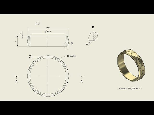 Tutorial Inventor - 490 FACETED RING