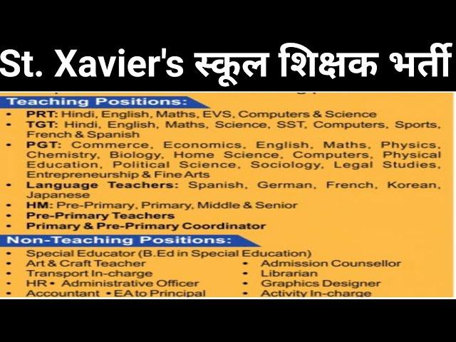 Aided by Govt ST XAVIERS HIGH SCHOOL TEACHERS VACANCY 2025 I ALL SUBJECTS ALL POSTS I NO FEE