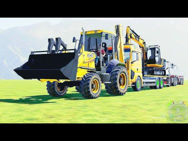 farming simulator 19 jcb backhoe and jcb excavator loading sand in dumper - jcb game