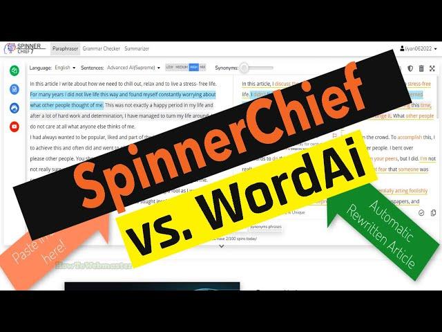 WordAi vs SpinnerChief Review Comparison - Which is Best Article Spinner?