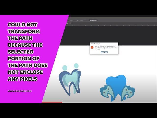 Could not transform the path because the selected portion of the path does not enclose any pixels