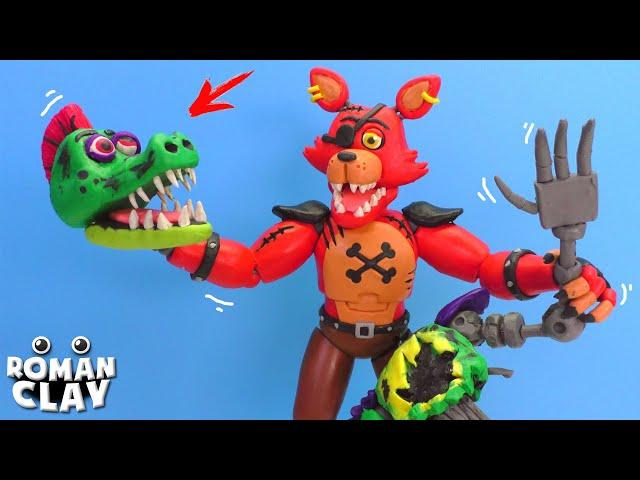 Glamrock Foxy and Shattered Animatronic Monty with Clay ► FNAF Security Breach | Roman Clay Tutorial