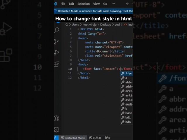 how to change font style in html ? #coding #css #html #shortvideo #shorts #youtube #youtubeshorts