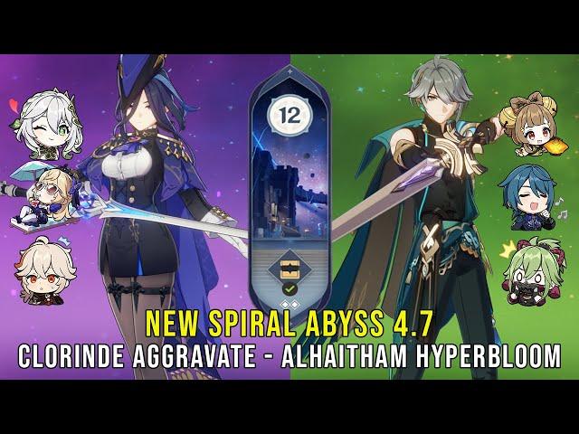 C0 Clorinde Aggravate and C0 Alhaitham Hyperbloom | NEW Genshin Impact Abyss 4.7 Floor 12 9 Stars