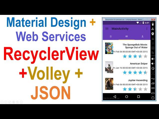 250 Android Web Service Tutorial RecyclerView + Volley + JSON |