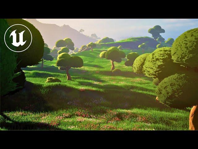 Stylized Zelda Landscape! Large Scale PCG Tutorial with Gaea Maps in Unreal Engine