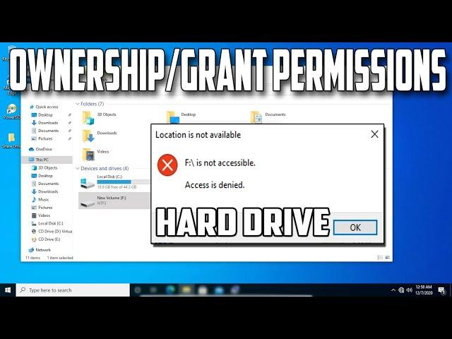 How To Take Ownership and Grant Permissions of Entire Hard Drive in Windows 10 PC or Laptop