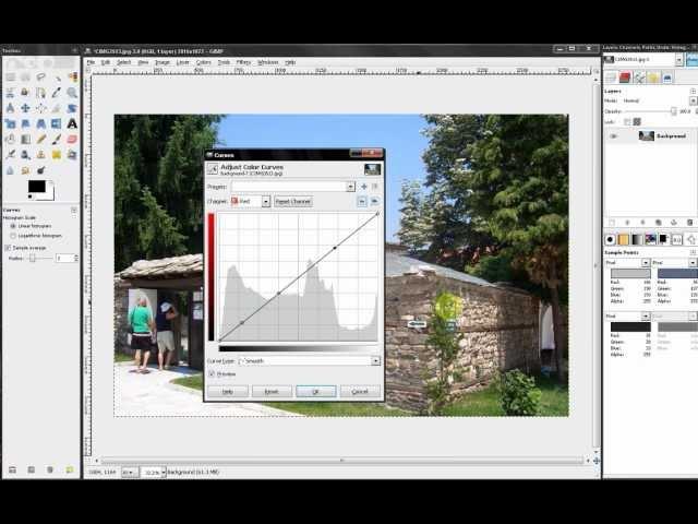 GIMP tutorial - advanced color correction using sample point and curves