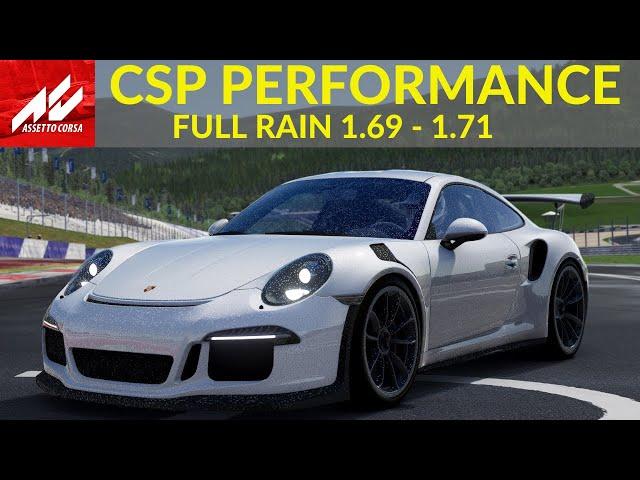 Assetto Corsa CSP Rain Preview and SOL 2.0 Performance Comparison - 1.69, 1.70, 1.71