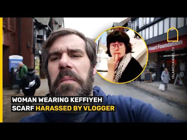 WOMAN WEARING KEFFIYEH SCARF HARASSED BY VLOGGER