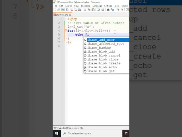 Print Table Of Given Number In Php