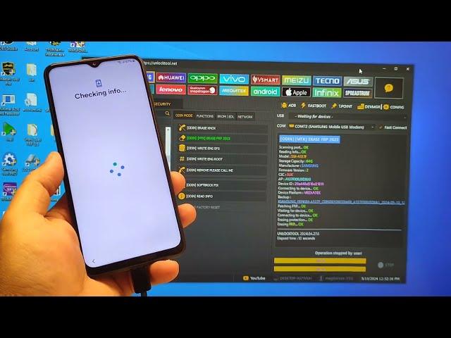 Samsung A13  (SM-A137F),  Remove Google Account, Bypass FRP. UnlockTool. Download mode.