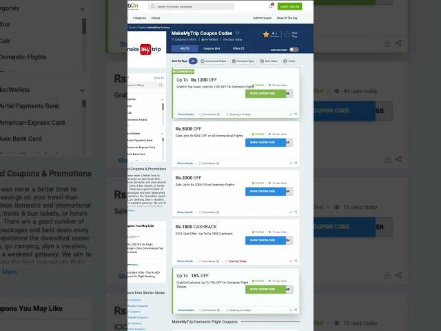 How to Use MakeMyTrip Coupon from #GrabOn #shortsvideo #coupons