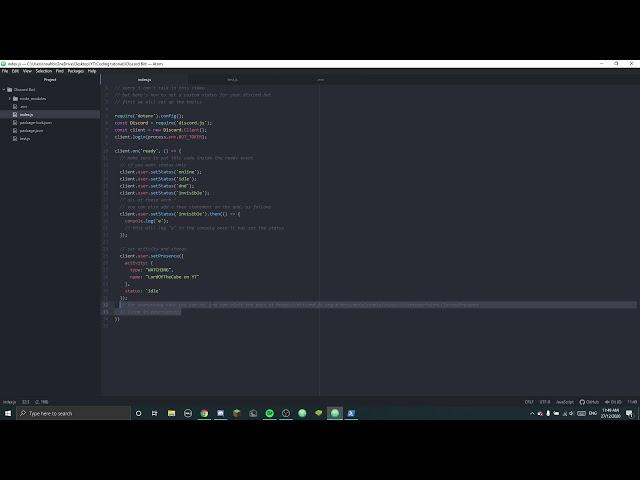 Setting a Custom Bot Status || discord.js v12