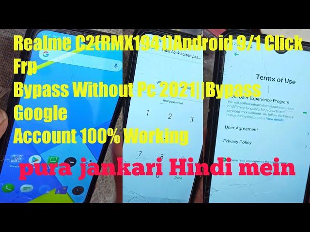 Realme C2(RMX1941)Android 9/1 Click Frpypass Without Pc 2021||Bypass GoogleAccount 100% Working