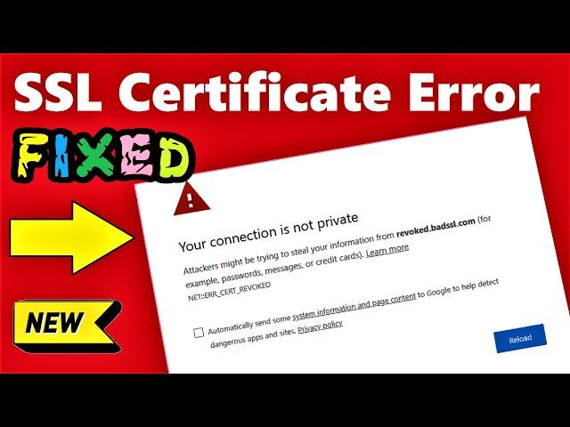 SSL Certificate Error in Google Chrome FIXED | How to fix Google Chrome SSL Certificate Error