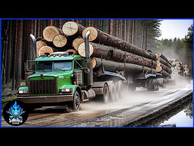 888 Extreme DANGEROUS Huge Wood Logging Truck in the World | Best of the Week