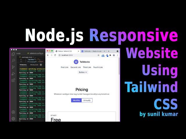 Node.js Tailwind Css Tutorial | Build a Responsive Node.js Website with Tailwind CSS