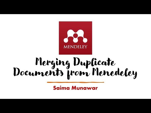 Mendeley Desktop: Removing duplicate reference from library