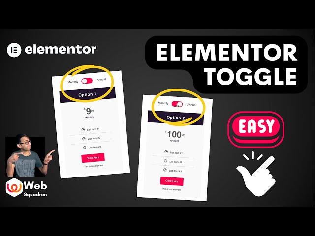 Toggle Button - Elements Pricing Widgets - Free Code - Elementor Wordpress Tutorial