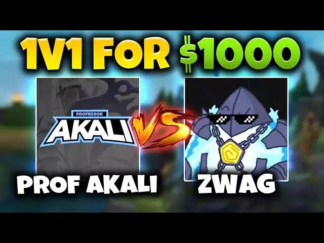 Professor Akali vs. Zwag 1v1 for $1,000 (CRAZIEST 1v1 EVER)