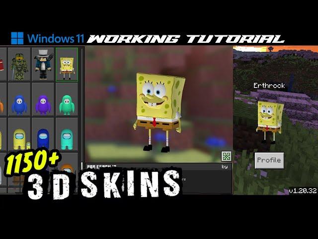 WINODWS 11 [1.20.32+] Minecraft Bedrock 3D skinpack tutorial