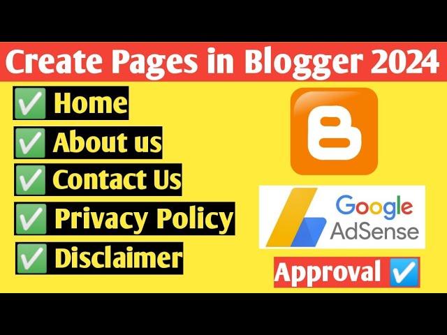 Create pages in blogger 2024 | important Pages for AdSense Approval | Digital Monis