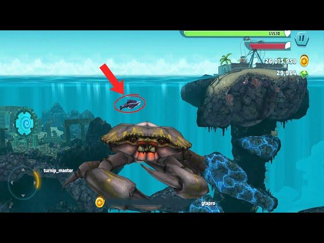 Hungry Shark Evolution - Bigger Giant Crab Boss vs Tiny Sharkjira Godzilla + New Crab Location Mod