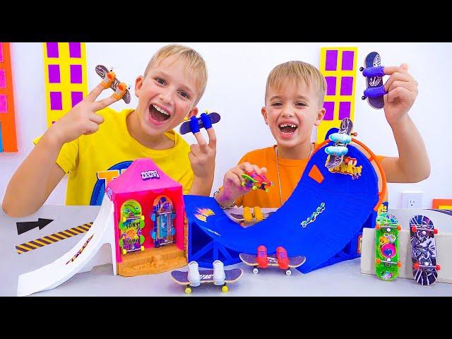 Vlad and Niki have fun with Hot Wheels Skate fingerboards and playsets