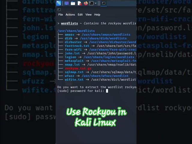 How to extract Rockyou Wordlist in Kali Linux.  #kalilinux #wordlist #linux