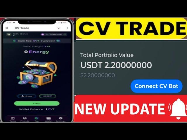 Cv Trade telegram bot withdraw new update today||cvt token withdraw update