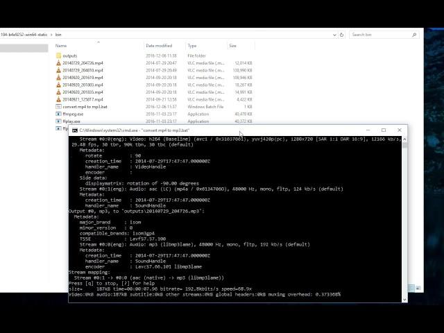 Batch script ffmpeg to convert mp4 all files from a folder to mp3